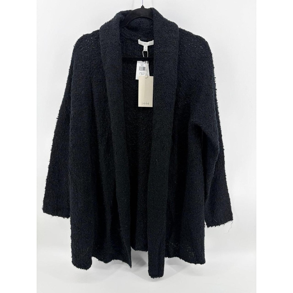 Joie Solome Fuzzy Teddy, Wool Blend, Collar Cardigan/Sweater, Black, Small, NWT